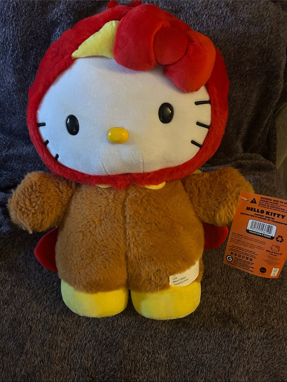 New Hello Kitty Fall Harvest Greeter Turkey Thanksgiving 18”